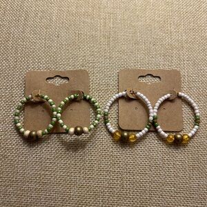 Beaded Hoop Earrings with Gold Accents